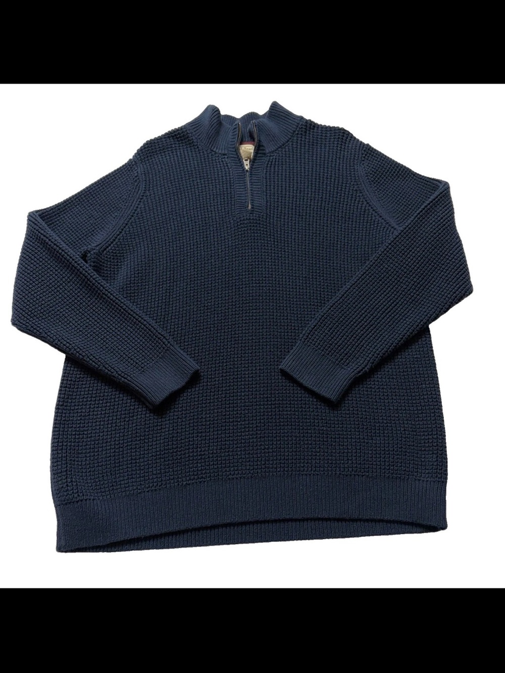 LL Bean Organic Cotton Sweater, Quarter Zip XXL tall waffle
